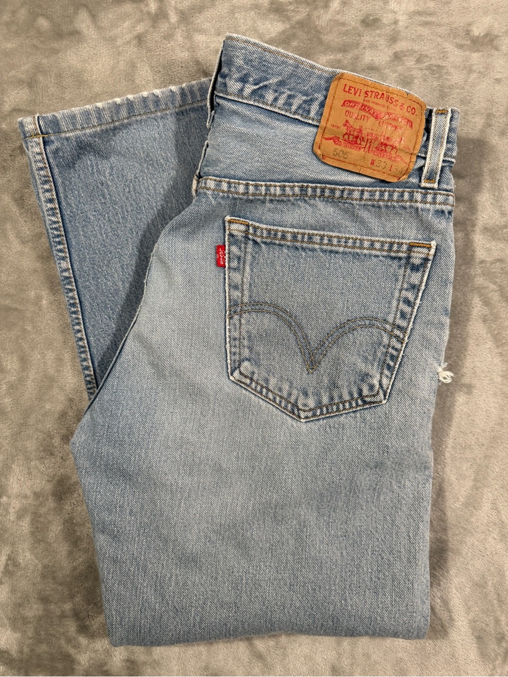 Levis 505 Regular Fit Jeans Mens 33x33 (Fits 31x27) Light Wash Vintage Y2K
